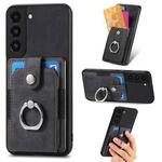 For Samsung Galaxy S22+ 5G Retro Skin-feel Ring Card Wallet Phone Case(Black)
