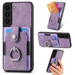 For Samsung Galaxy S22+ 5G Retro Skin-feel Ring Card Wallet Phone Case(Purple)