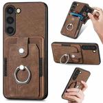 For Samsung Galaxy S23+ 5G Retro Skin-feel Ring Card Wallet Phone Case(Brown)