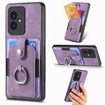 For Honor 100 Retro Skin-feel Ring Card Wallet Phone Case(Purple)