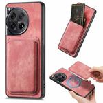 For OnePlus 12 5G Retro Leather Card Bag Magnetic Phone Case(Pink)