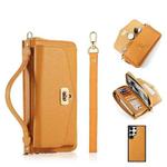 For Samsung Galaxy S24 Ultra 5G Crossbody Multi-functional Zipper Wallet Litchi Leather Phone Case(Orange)