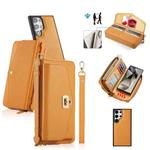 For Samsung Galaxy S24+ 5G Crossbody Multi-functional Zipper Wallet Litchi Leather Phone Case(Orange)