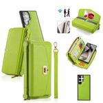 For Samsung Galaxy S24 5G Crossbody Multi-functional Zipper Wallet Litchi Leather Phone Case(Green)