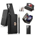 For Samsung Galaxy S23+ 5G Crossbody Multi-functional Zipper Wallet Litchi Leather Phone Case(Black)