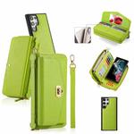 For Samsung Galaxy S22 5G Crossbody Multi-functional Zipper Wallet Litchi Leather Phone Case(Green)