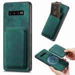For Samsung Galaxy S10+ Retro Leather Card Bag Magnetic Phone Case(Green)