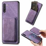 For Samsung Galaxy Note10 Retro Leather Card Bag Magnetic Phone Case(Purple)