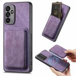 For Samsung Galaxy A14 4G/5G Retro Leather Card Bag Magnetic Phone Case(Purple)