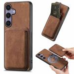 For Samsung Galaxy S25 5G Retro Leather Card Bag Magnetic Phone Case(Brown)