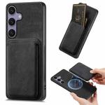 For Samsung Galaxy S25 5G Retro Leather Card Bag Magnetic Phone Case(Black)