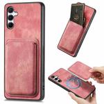 For Samsung Galaxy A55 5G Retro Leather Card Bag Magnetic Phone Case(Pink)