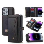 For iPhone 14 Pro Max Multi-functional Zipper Wallet Leather Phone Case(Black)