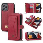 For iPhone 13 Multi-functional Zipper Wallet Leather Phone Case(Red)