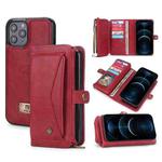 For iPhone 12 Pro Multi-functional Zipper Wallet Leather Phone Case(Red)