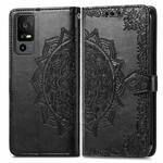 For TCL 40 XE Mandala Flower Embossed Leather Phone Case(Black)