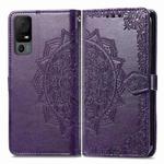 For TCL 40 XL Mandala Flower Embossed Leather Phone Case(Purple)
