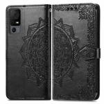 For TCL 40 XL Mandala Flower Embossed Leather Phone Case(Black)