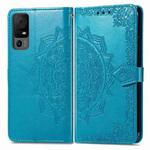 For TCL 40 XL Mandala Flower Embossed Leather Phone Case(Blue)