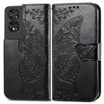 For TCL 40 NXTpaper 4G Butterfly Love Flower Embossed Leather Phone Case(Black)