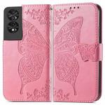 For TCL 40 NXTpaper 4G Butterfly Love Flower Embossed Leather Phone Case(Pink)