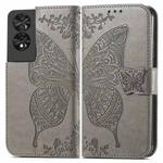 For TCL 40 NXTpaper 4G Butterfly Love Flower Embossed Leather Phone Case(Gray)