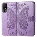 For TCL 40 XL Butterfly Love Flower Embossed Leather Phone Case(Light Purple)