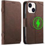 For iPhone 13 SUTENI J07 Multifunctional Horizontal Flip Magsafe Leather Phone Case(Brown)