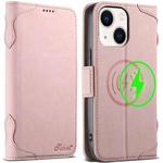 For iPhone 14 Plus SUTENI J07 Multifunctional Horizontal Flip Magsafe Leather Phone Case(Pink)