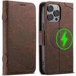 For iPhone 14 Pro Max SUTENI J07 Multifunctional Horizontal Flip Magsafe Leather Phone Case(Brown)