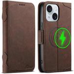 For iPhone 15 SUTENI J07 Multifunctional Horizontal Flip Magsafe Leather Phone Case(Brown)