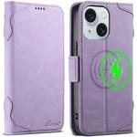 For iPhone 15 SUTENI J07 Multifunctional Horizontal Flip Magsafe Leather Phone Case(Purple)