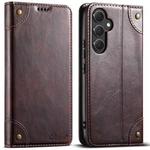 For Samsug Galaxy S24 Ultra 5G Suteni Baroque Calf Texture Buckle Wallet Leather Phone Case(Brown)