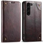 For Samsung Galaxy S24+ 5G Suteni Baroque Calf Texture Buckle Wallet Leather Phone Case(Brown)