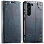 For Samsung Galaxy S24+ 5G Suteni Baroque Calf Texture Buckle Wallet Leather Phone Case(Blue)