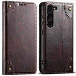 For Samsung Galaxy S24 5G Suteni Baroque Calf Texture Buckle Wallet Leather Phone Case(Brown)