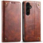 For Samsung Galaxy S23 FE 5G Suteni Baroque Calf Texture Buckle Wallet Leather Phone Case(Khaki)