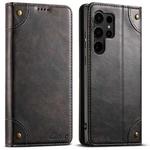 For Samsung Galaxy S23 Ultra 5G Suteni Baroque Calf Texture Buckle Wallet Leather Phone Case(Black)