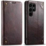 For Samsung Galaxy S23 Ultra 5G Suteni Baroque Calf Texture Buckle Wallet Leather Phone Case(Brown)