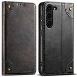 For Samsung Galaxy S23 5G Suteni Baroque Calf Texture Buckle Wallet Leather Phone Case(Black)