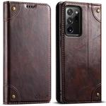 For Samsung Galaxy Note20 Suteni Baroque Calf Texture Buckle Wallet Leather Phone Case(Brown)