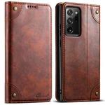For Samsung Galaxy Note20 Ultra Suteni Baroque Calf Texture Buckle Wallet Leather Phone Case(Khaki)