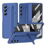 For Samsung Galaxy Z Fold7 5G Long Chi Grain Leather Shockproof Phone Case, No Pen(Blue)