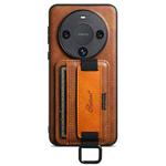 For Huawei Mate 60  Pro Suteni H13 Card Wallet Wrist Strap Holder PU Phone Case(Brown)