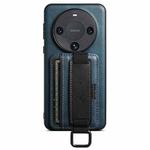 For Huawei Mate 60  Pro Suteni H13 Card Wallet Wrist Strap Holder PU Phone Case(Blue)