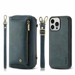 For iPhone 13 Pro Crossbody Multi-functional Zipper Wallet Leather Phone Case(Green)