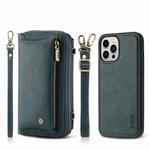 For iPhone 12 Pro Max Crossbody Multi-functional Zipper Wallet Leather Phone Case(Green)