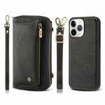 For iPhone 11 Pro Max Crossbody Multi-functional Zipper Wallet Leather Phone Case(Black)