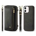 For iPhone 11 Crossbody Multi-functional Zipper Wallet Leather Phone Case(Black)