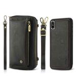 For iPhone XS Max Crossbody Multi-functional Zipper Wallet Leather Phone Case(Black)